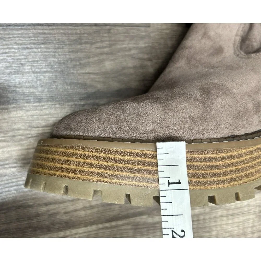 NEW Altar’d State Faux Suede Over The Knee Boots Taupe Chunky Lug Sole Size 8.5M